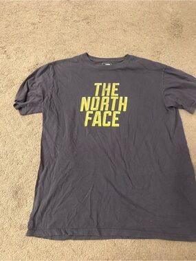 The North Face Men's Short Sleeve Logo Tee - Charcoal with Yellow Graphic